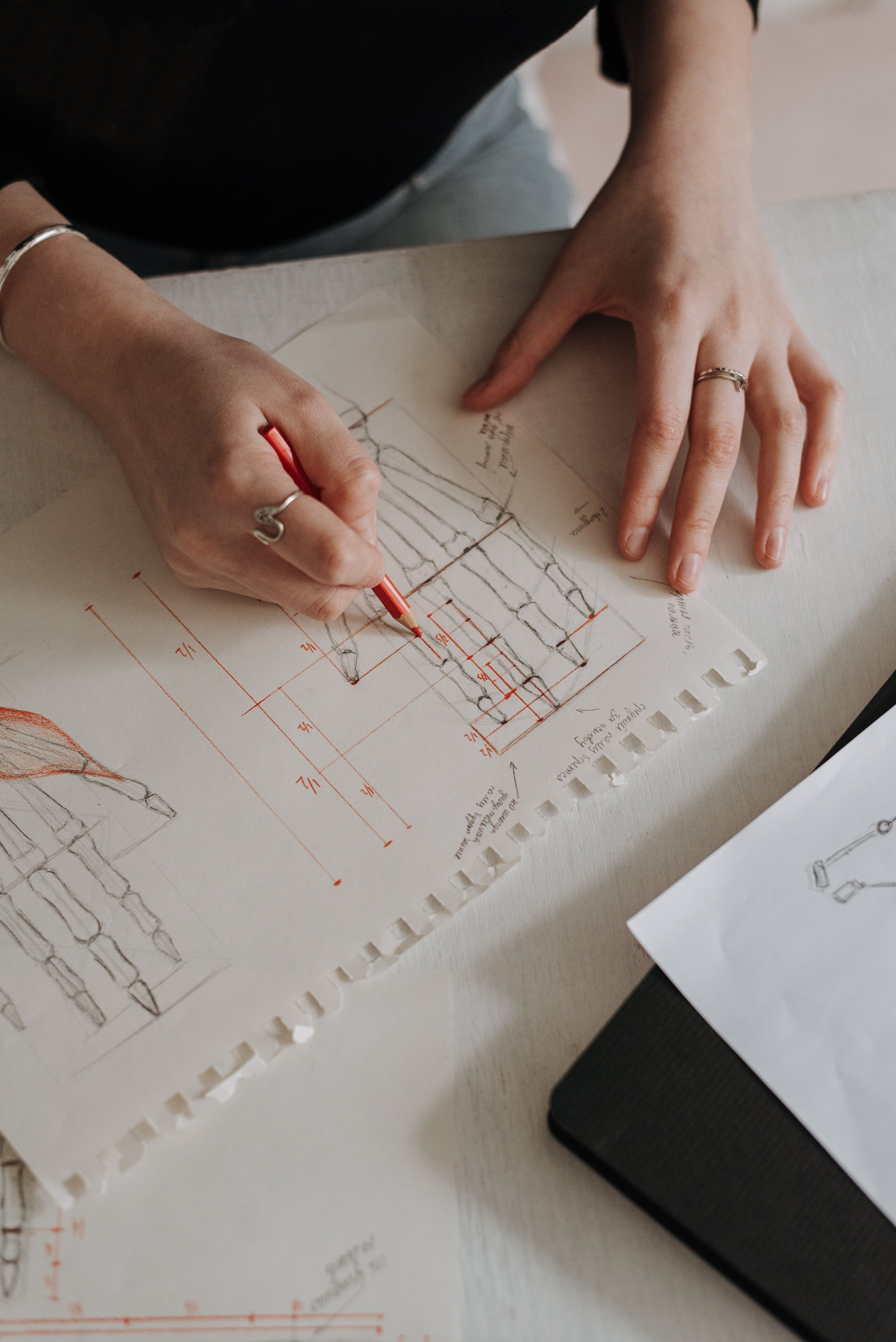 Designer sketching by hand